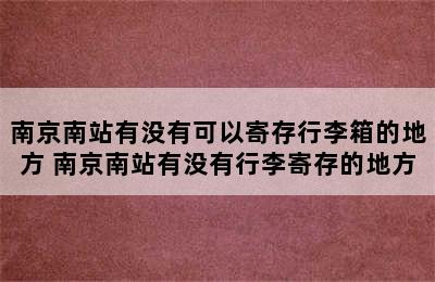 南京南站有没有可以寄存行李箱的地方 南京南站有没有行李寄存的地方